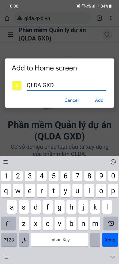 Đổi tên QLDA GXD trên Android